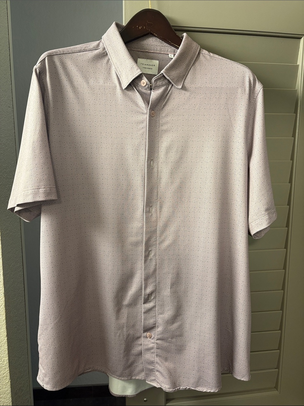 7 Diamonds Men’s Short Sleeve Button-Down Shirt - Light Lavender